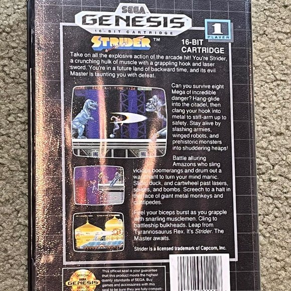 Cased Sega Genesis Master System game 1990 “Strider” Role Playing Game 16 Bit - Picture 2 of 3